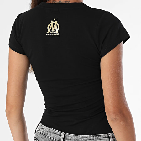 OM - Maglietta Etoile Logo Donna con scollo a V M25038C Nero Oro Bianco