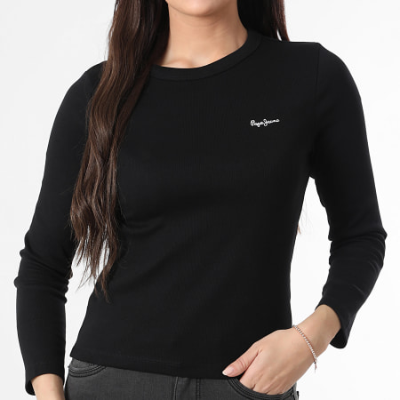 Pepe Jeans - Tee Shirt Manches Longues Femme Rib Betina PL5000025 Noir