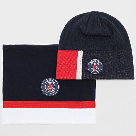 PSG - PSG HCP214 Set berretto e girocollo rosso navy e bianco