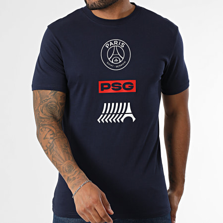 PSG - Maglietta con grande logo Paris Saint Germain P25110C blu navy