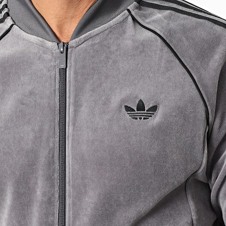 Adidas Originals - Veste Zippée Velours A Bandes SST JX1562 Gris Anthracite