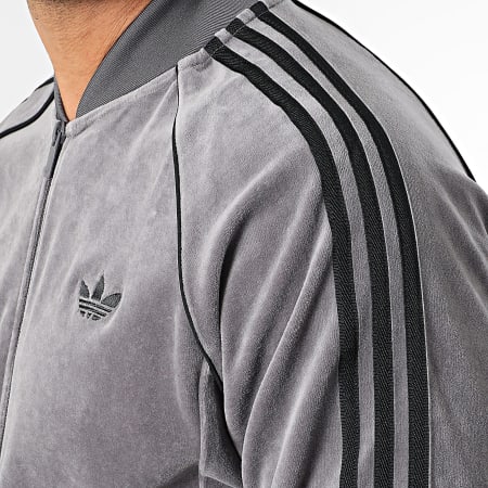 Adidas Originals - Veste Zippée Velours A Bandes SST JX1562 Gris Anthracite