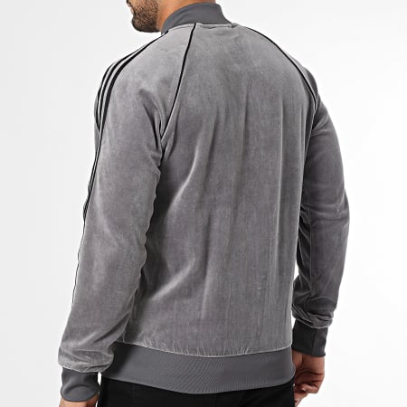 Adidas Originals - Veste Zippée Velours A Bandes SST JX1562 Gris Anthracite