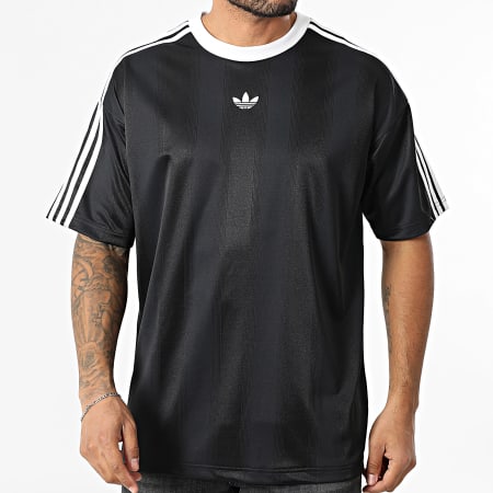 Adidas Originals - Tee Shirt A Bandes Jacquard Jersey JW5876 Noir Blanc