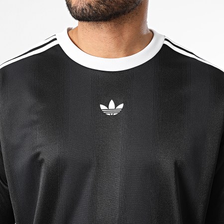 Adidas Originals - Tee Shirt A Bandes Jacquard Jersey JW5876 Noir Blanc