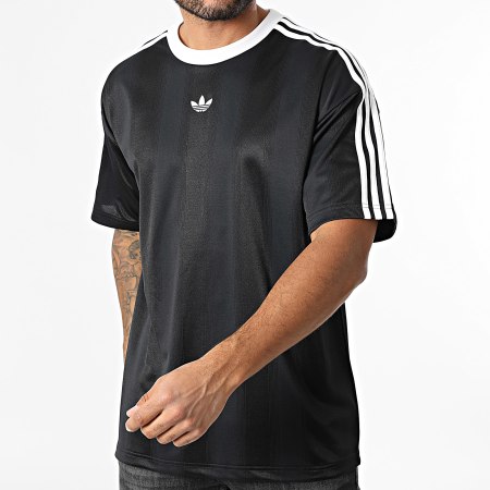 Adidas Originals - Tee Shirt A Bandes Jacquard Jersey JW5876 Noir Blanc