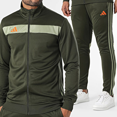 Adidas Sportswear - Ensemble De Survetement A Bandes Tiro JX2217 Vert Kaki Foncé
