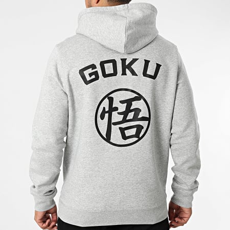 Dragon Ball Z - Felpa con cappuccio con stemma di Goku, grigio scuro