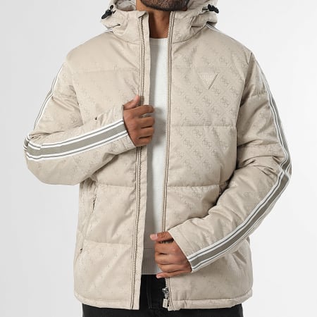 Guess - Doudoune Capuche A Bandes Z5BL02-WFIQ2 Beige