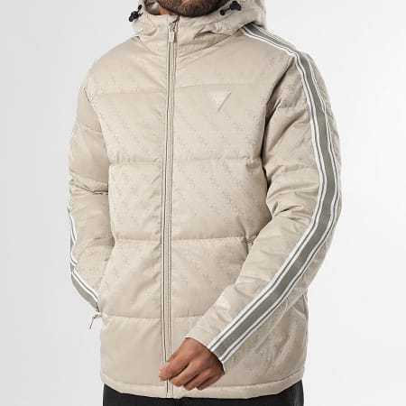 Guess - Doudoune Capuche A Bandes Z5BL02-WFIQ2 Beige