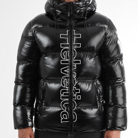 Helvetica - Plumífero con capucha Silver Snow Negro