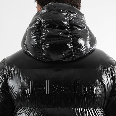 Helvetica - Plumífero con capucha Silver Snow Negro