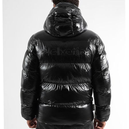 Helvetica - Plumífero con capucha Silver Snow Negro