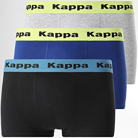 Kappa - Juego de 3 bóxers 92890414 Negro Azul real Gris brezo
