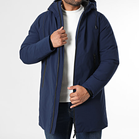 Kymaxx - Parka Capuche Longue Bleu Marine