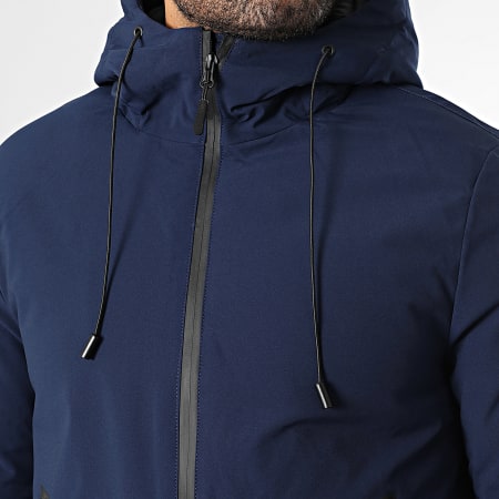 Kymaxx - Parka Capuche Longue Bleu Marine