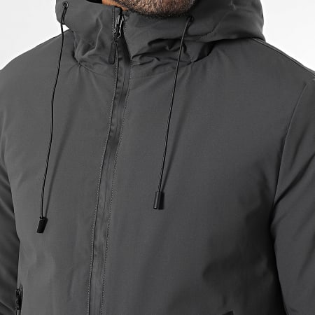 Kymaxx - Parka Capuche Longue Gris Anthracite
