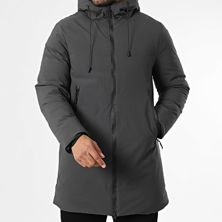 Kymaxx - Parka Capuche Longue Gris Anthracite
