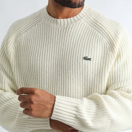Lacoste - Pull Logo Brodé Crocodile Classic Fit Beige Clair