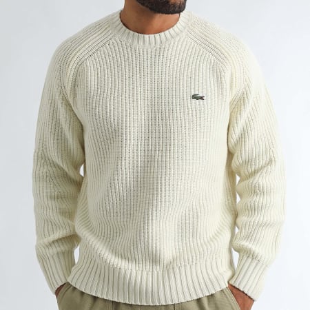 Lacoste - Pull Logo Brodé Crocodile Classic Fit Beige Clair
