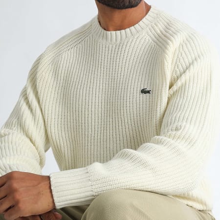 Lacoste - Pull Logo Brodé Crocodile Classic Fit Beige Clair