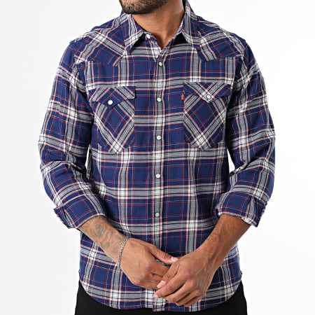 Levi's - Long Sleeve Checkered Shirt 85744 Navy Blue Silver - Ryses Levi's - Long Sleeve Checkered Shirt 85744 Navy Blue Silver - Ryses
