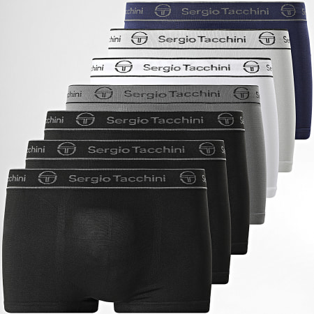 Sergio Tacchini - Lot De 7 Boxers 97840708 Noir Blanc Gris Gris Clair Bleu Marine