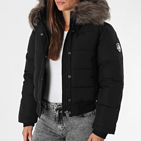 Superdry - Chaqueta bomber con capucha de piel para mujer Everest