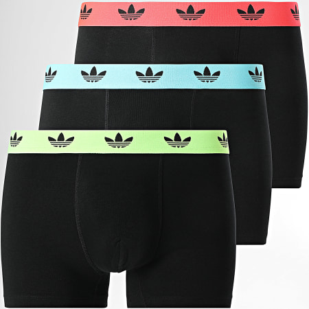 Adidas Originals - Lot De 3 Boxers JL3379 Noir Bleu Clair Rouge Vert Fluo