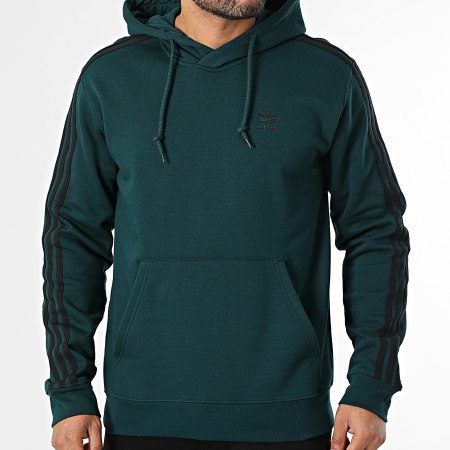 Adidas Originals - Sweat Capuche A Bandes 3 Stripes JY1378 Vert Bouteille