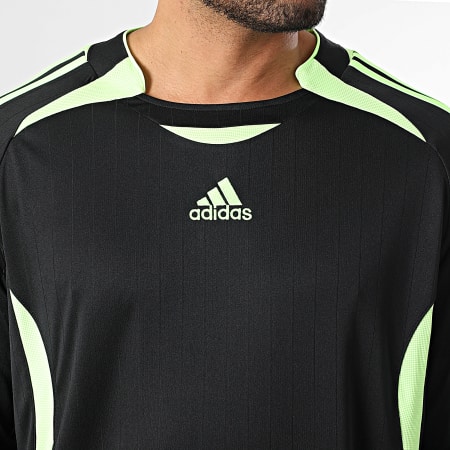 Adidas Sportswear - Tee Shirt Manches Longues A Bandes Teamgeist JW5908 Noir Vert Fluo