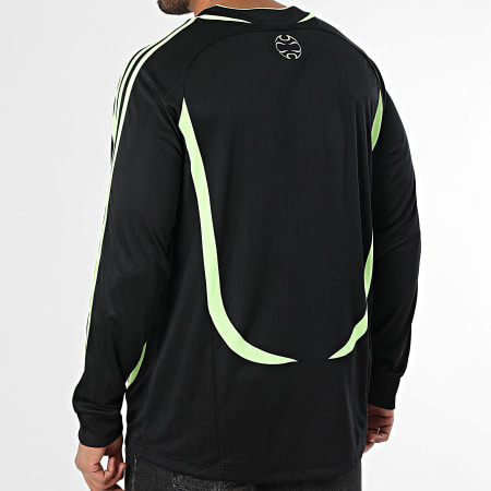 Adidas Sportswear - Tee Shirt Manches Longues A Bandes Teamgeist JW5908 Noir Vert Fluo