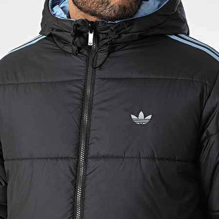 Adidas Originals - Doudoune Capuche A Bandes Adic Reversible JW5846 Noir Bleu Clair
