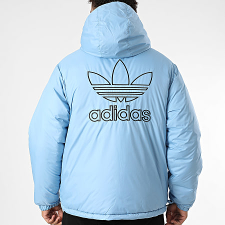 Adidas Originals - Doudoune Capuche A Bandes Adic Reversible JW5846 Noir Bleu Clair