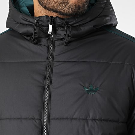 Adidas Originals - Doudoune Capuche A Bandes Adic Reversible JX6447 Noir Vert Pétrole