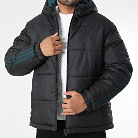 Adidas Originals - Doudoune Capuche A Bandes Adic Reversible JX6447 Noir Vert Pétrole