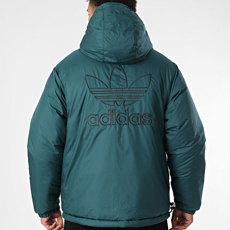 Adidas Originals - Doudoune Capuche A Bandes Adic Reversible JX6447 Noir Vert Pétrole