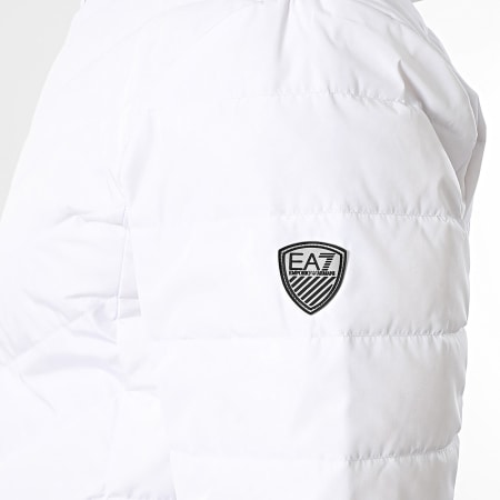 EA7 Emporio Armani - Veste Zippé Capuche 8NPB14-PNE1Z Blanc Argenté