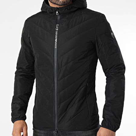 EA7 Emporio Armani - Veste Zippée Capuche 8NPB14-PNE1Z Noir Argenté