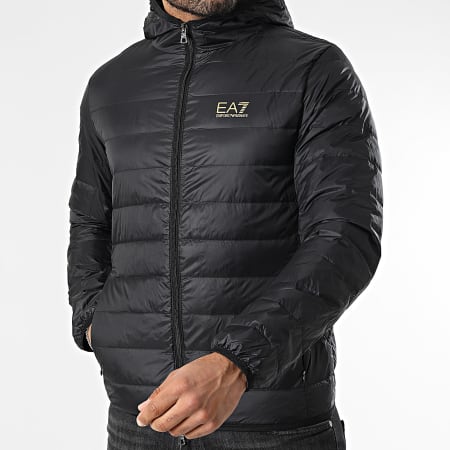 EA7 Emporio Armani - Doudoune Capuche 8NPB24-PNGPZ Noir Doré