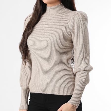 Pull col rond beige pour femme, fabriqué en Italie – Shop