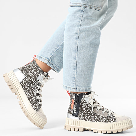 Palladium - Botas Mujer Pallashock Backzip 2 94469 Leche Estampado Marrón