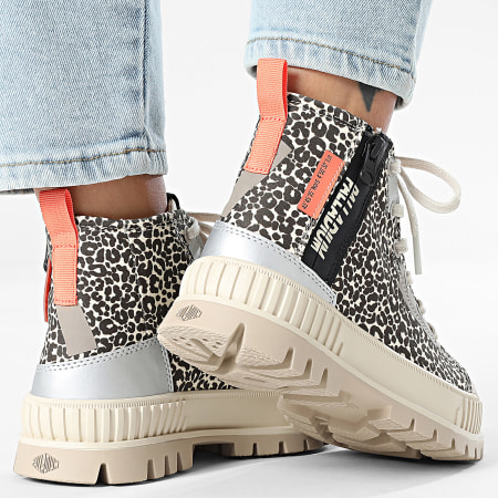 Palladium - Botas Mujer Pallashock Backzip 2 94469 Leche Estampado Marrón