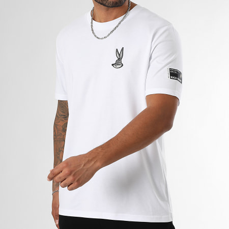 Looney Tunes - Tee Shirt Oversize Large Patch Brodé Bugs Bunny Front Blanc