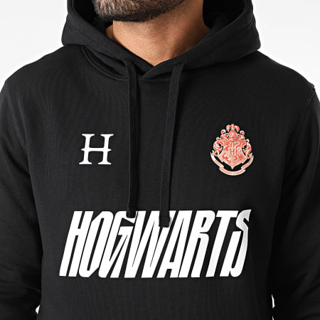 Harry Potter - Felpa ibrida con cappuccio Hogwarts nero bianco