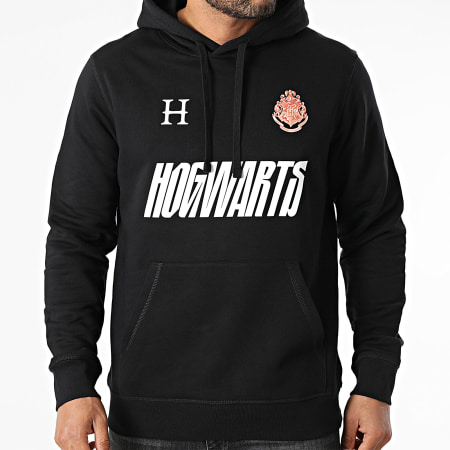 Harry Potter - Felpa ibrida con cappuccio Hogwarts nero bianco