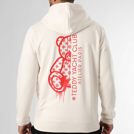 Teddy Yacht Club - Sweat Zippé Capuche Atelier Paris Beige Rouge