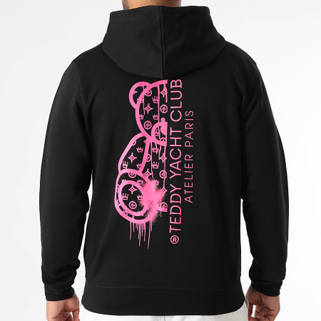 Teddy Yacht Club - Atelier Paris Sudadera con capucha y cremallera Negro Rosa Fluo