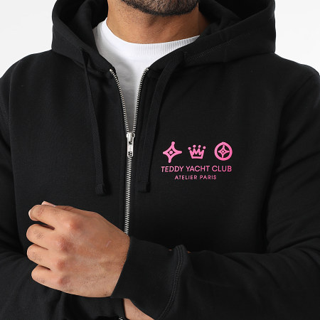 Teddy Yacht Club - Atelier Paris Sudadera con capucha y cremallera Negro Rosa Fluo