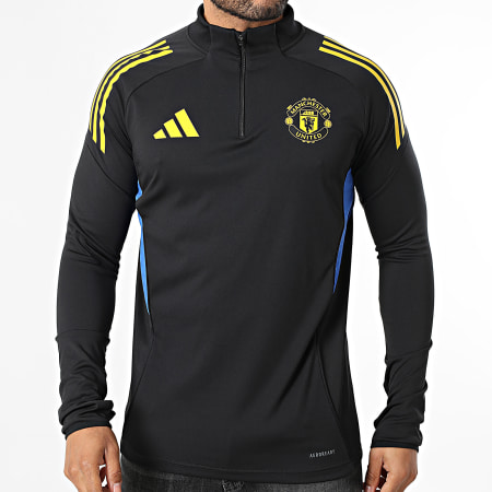 Adidas Sportswear - Tee Shirt Manches Longues Col Zippé Manchester United JP3143 Noir
